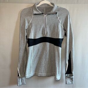 Lululemon Athletica Black and Gray Herringbone Half-Zip Pullover